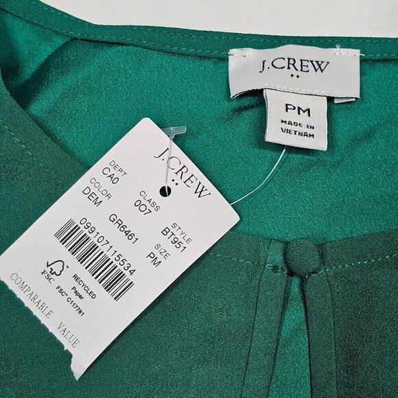 J.Crew Petite keyhole Top Long Sleeve Deep Emerald Women Size Medium Petite - Picture 8 of 15